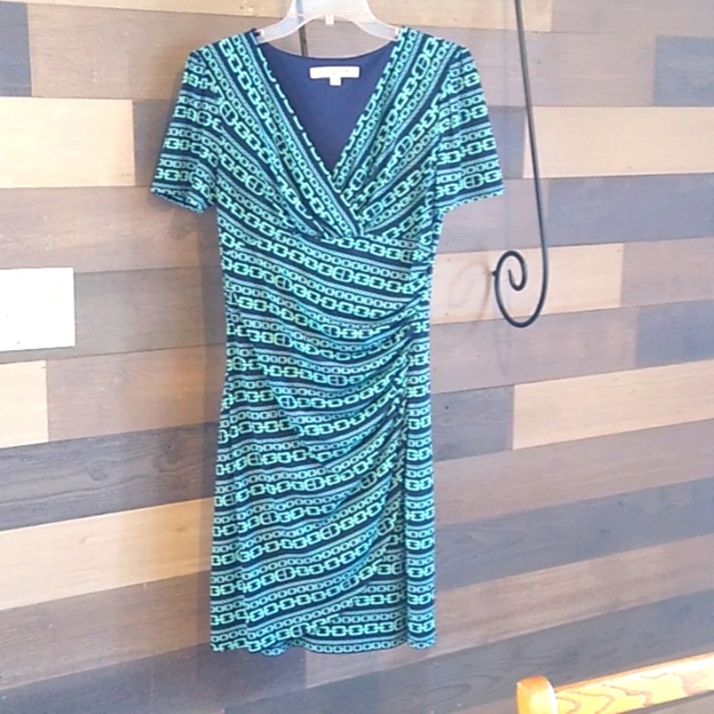 Evan-Capone Dress Women's Sz 8 Navy Blue & Green.